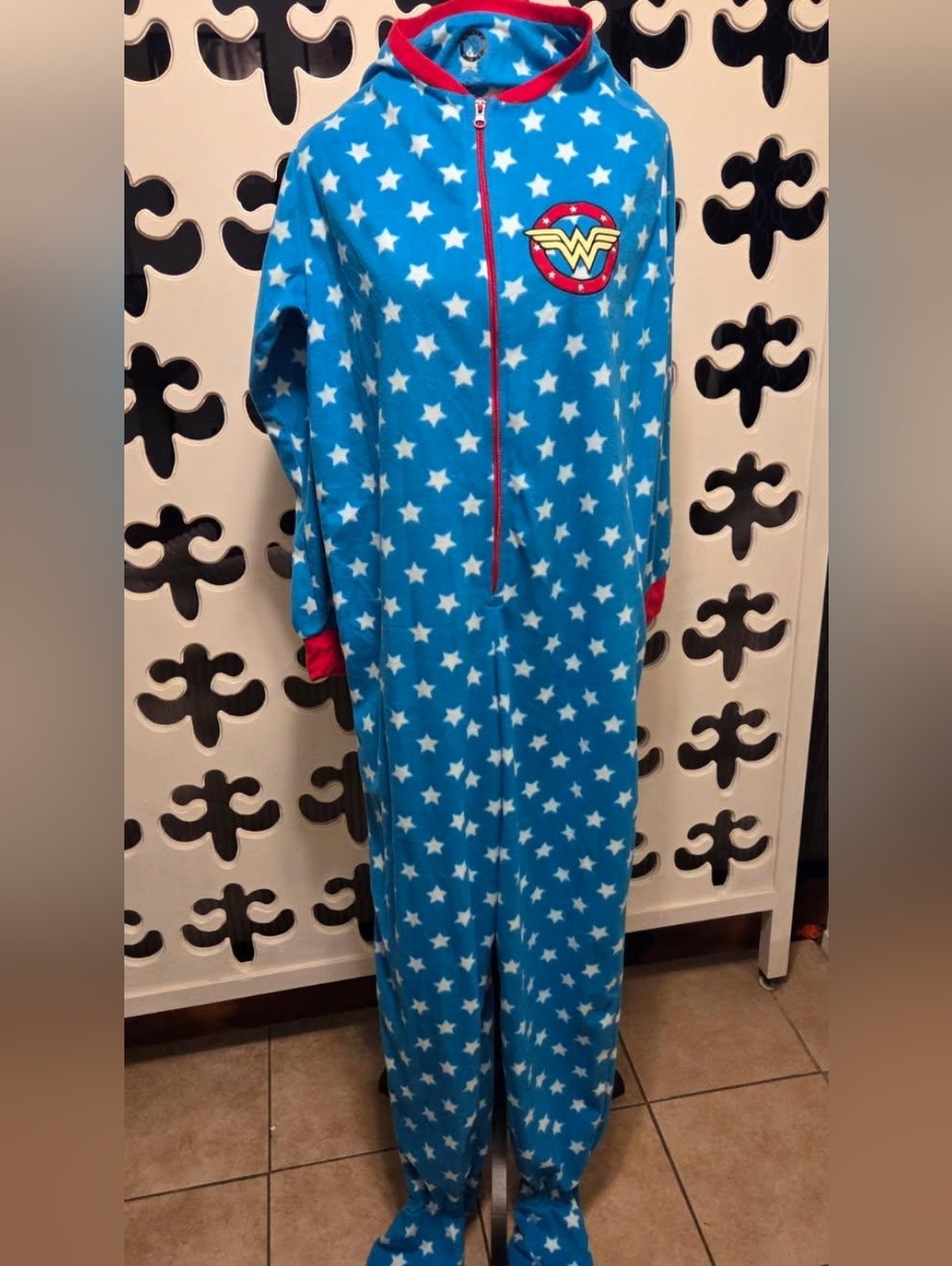 Wonder Woman Blue Star Fleece Onesie - NWOT
